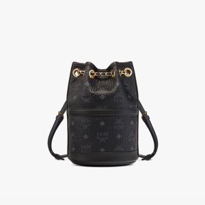 MCM Mini Aren Chain Backpack In Visetos Black