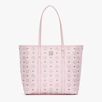 MCM Medium Toni Shopper Tote In Visetos Cherry